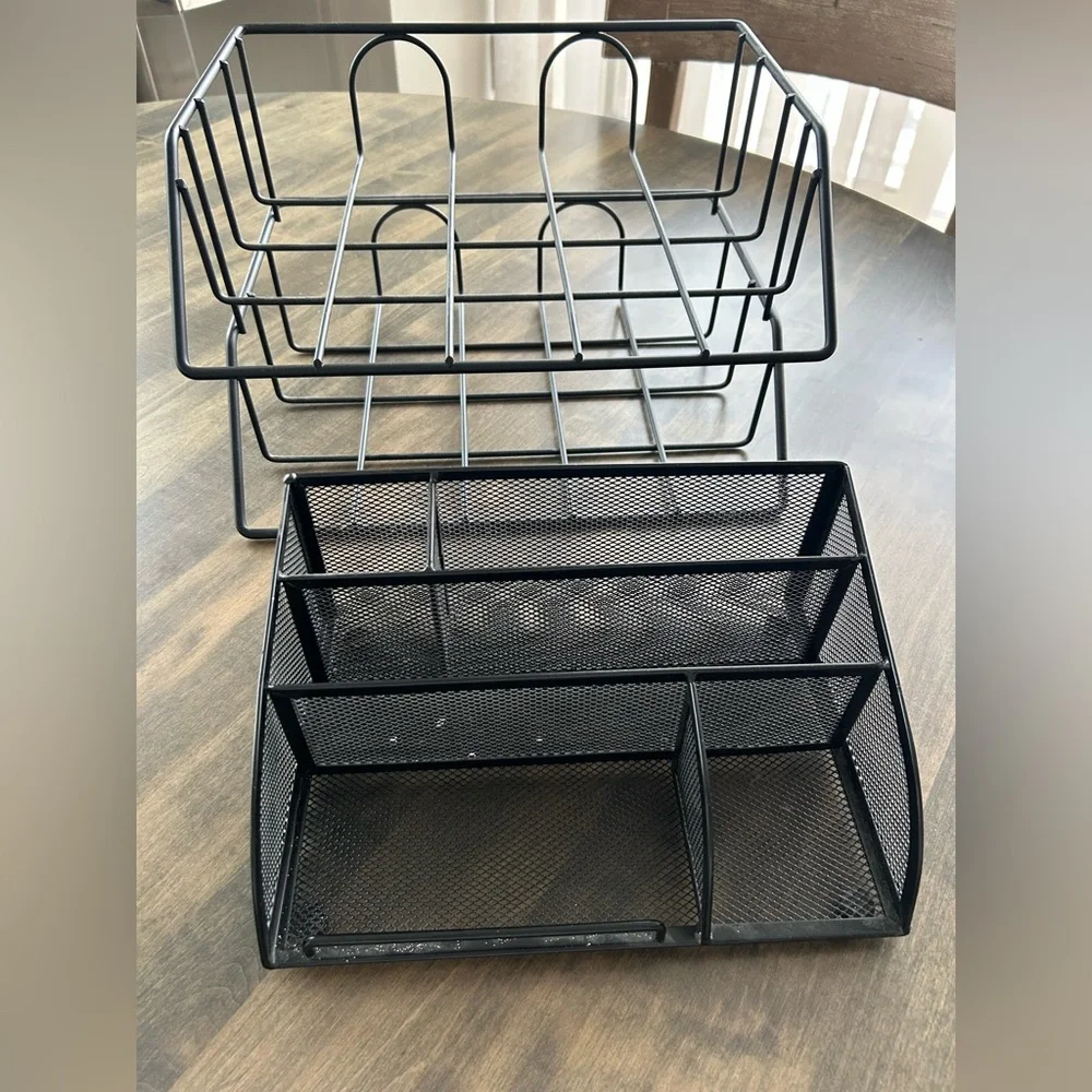 Black Metal Desk Organizer Set